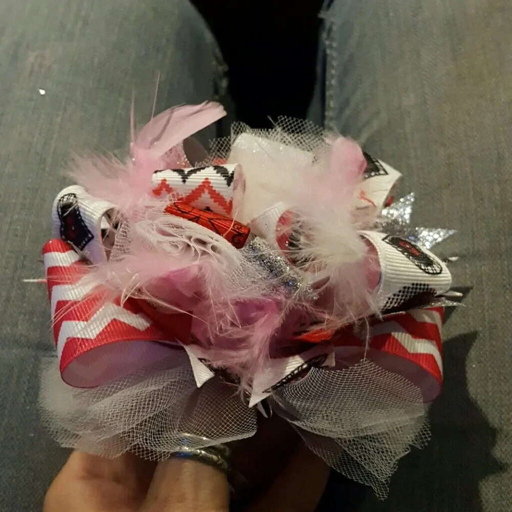 Boutique Pink & Red Stacked Loopy Bow